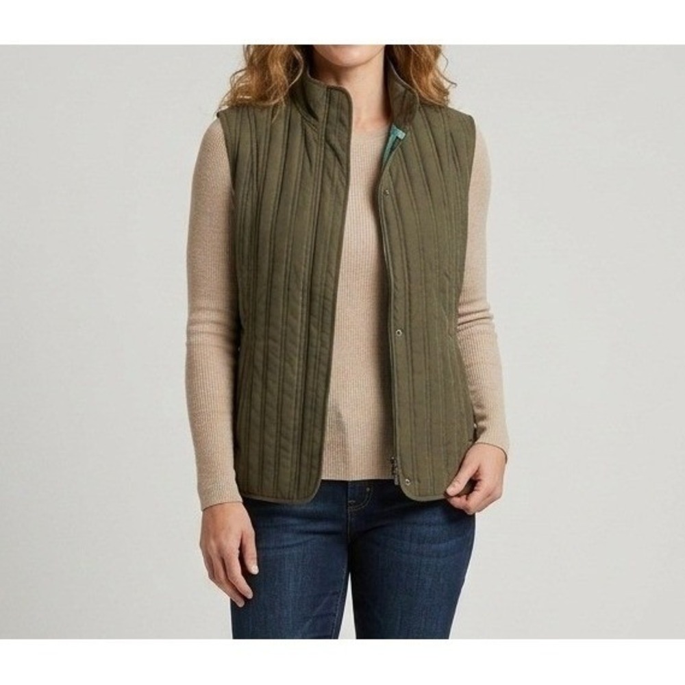 Weatherproof Garment Company Womens Quilted Vest Olive Green Turquoise Large L
